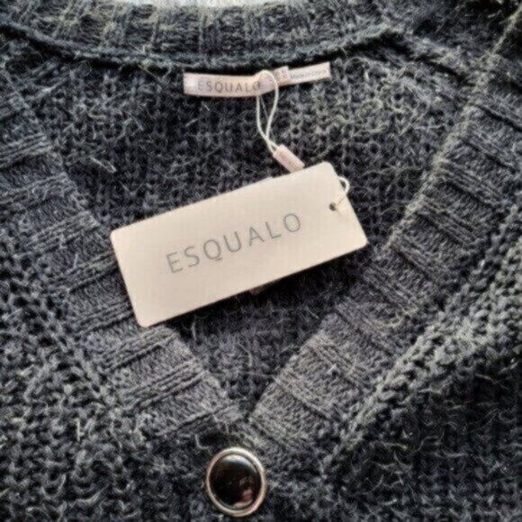Esqualo Black Knit Lurex Cardigan Sweater size XL - Picture 3 of 9